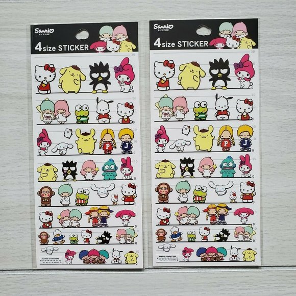 Sanrio Stickers (2) Made in Japan Kitty Melody Twin Stars Badtz Pompom Pekkle - Picture 1 of 5